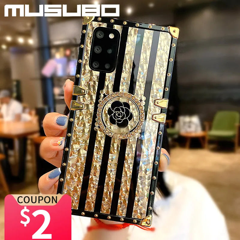 Musubo Coque For Samsung Galaxy Note 20 S23 S22 Ultra S20 FE Luxury Case Note 10 Plus Shining Bling A71 5G A51 A52S A53 A32 Ring