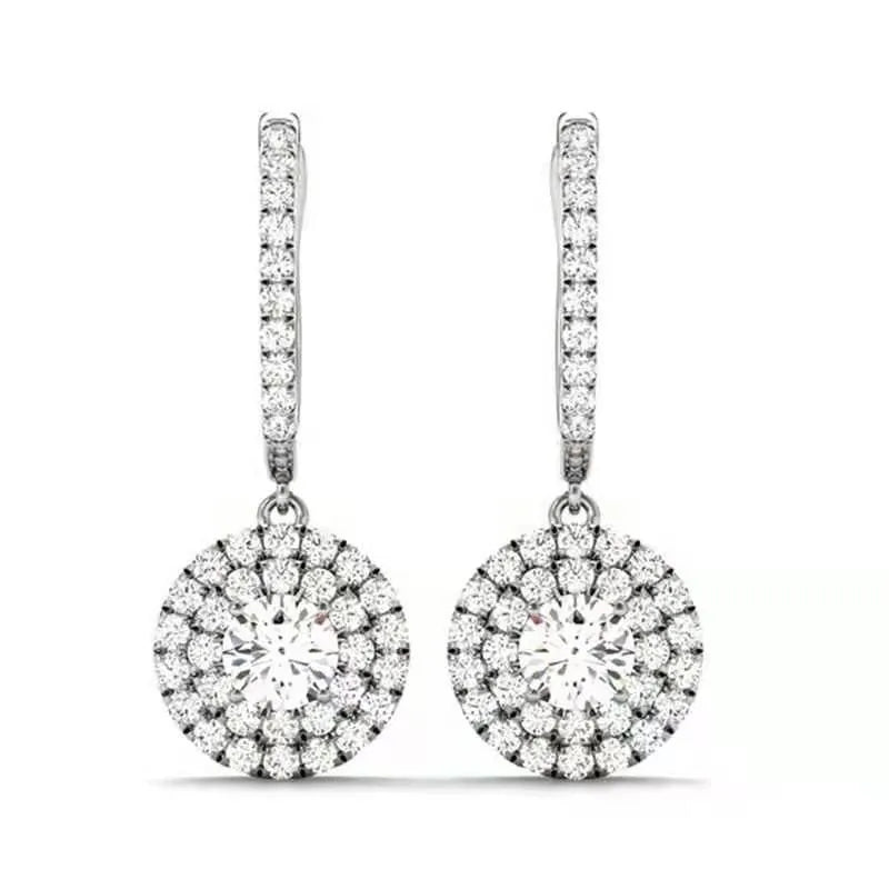 Huitan New Wedding Trend Eternity Earrings for Women Full Bling Cubic Zirconia Simple Elegant Lady's Accessories Classic Jewelry