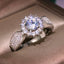 Elegant Female Dazzling Flower Ring Zircon Anniversary Jewelry High Quality Exquisite Crystal Wedding Engagement Fashion Ring