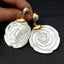 Y·YING White Mop Shell carved Flower White Pearl  Gold color Plated Stud Earrings cute Drop earrings