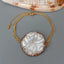 Y·YING Natural White Sea Shell Carved Flower Gold Plated Chain Bracelet Fashion 7"-9"