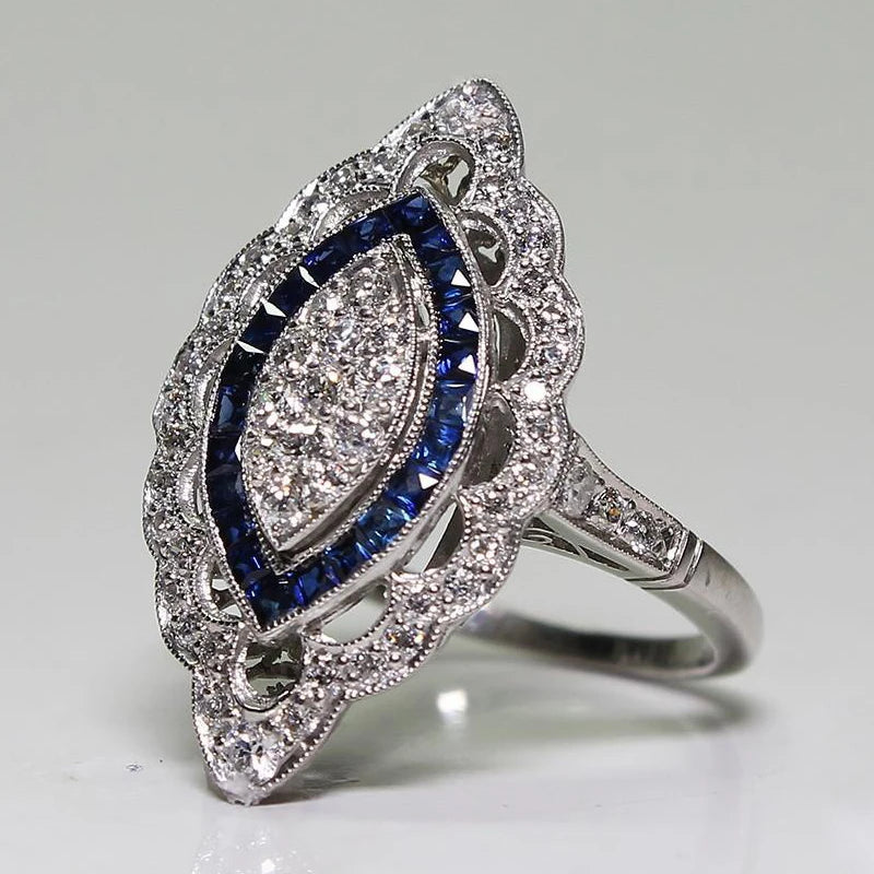 Vintage Charm Rings for Women 925 Silver Jewelry with Sapphire Zircon Gemstone Finger Ring Wedding Engagement Ornament Wholesale