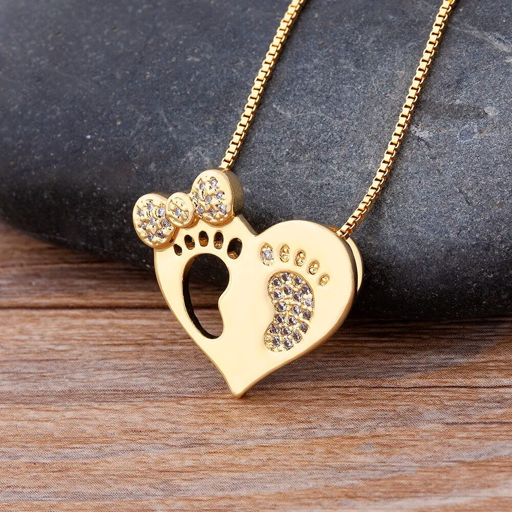 Luxury Fashion Cubic Zirconia Heart shape Pendant Women Gold Color High Quality Chain Necklace Sparking Jewelry Party Gift