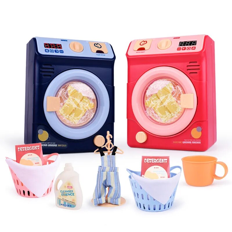 Pretend Play Washing Machine Toy Mini Children's Simulation Cosmetic Sponge Makeup Brushes Cleaner Girl Play House Toy Gift 2020