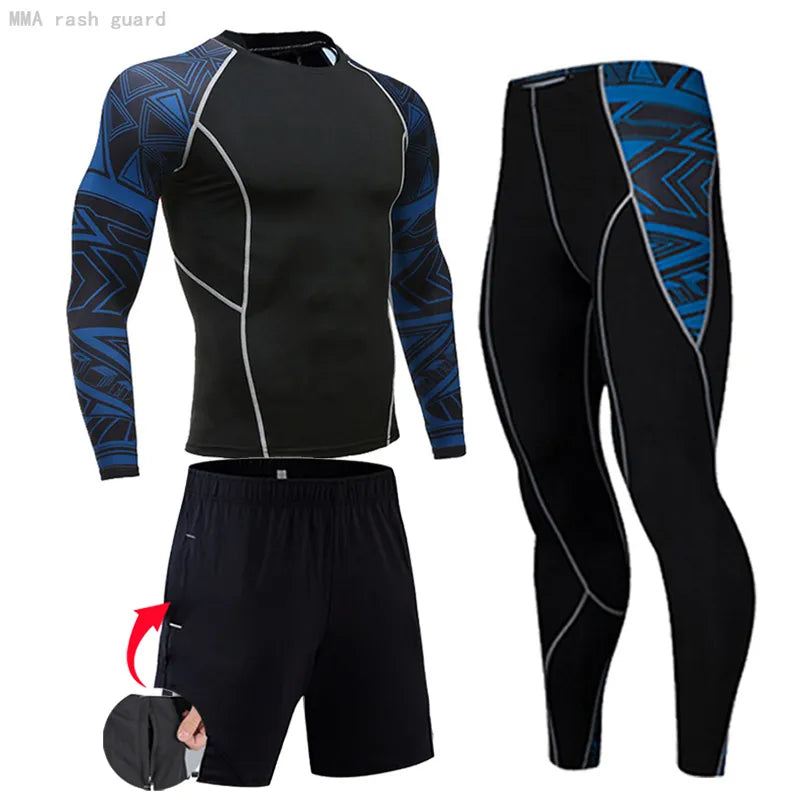 Men's Compression Sportswear Suits Gym Tights Training Clothes Workout Jogging Sports Set Running Rashguard Tracksuit For Men