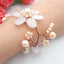 Y·YING Freshwater Pink Pearl Rose Quartzs Flower Statement Bracelet