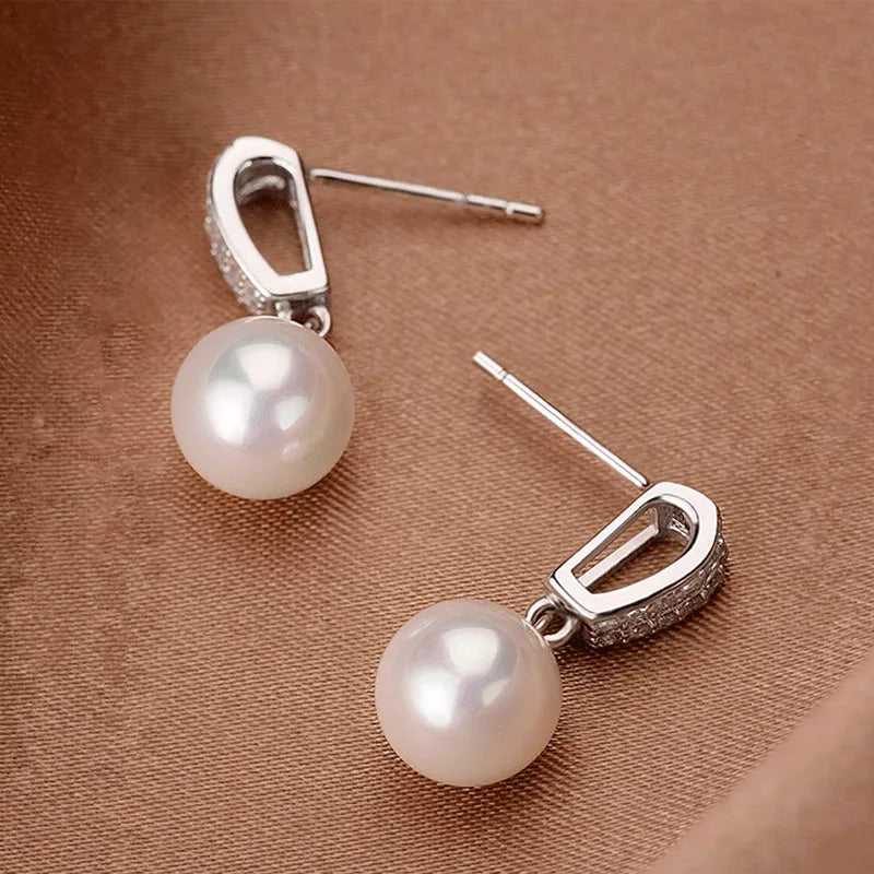 Huitan New Trendy Simulated Pearl Dangle Earrings for Women Fashion Wedding Engagement Accessories Simple Stylish Girls Earrings