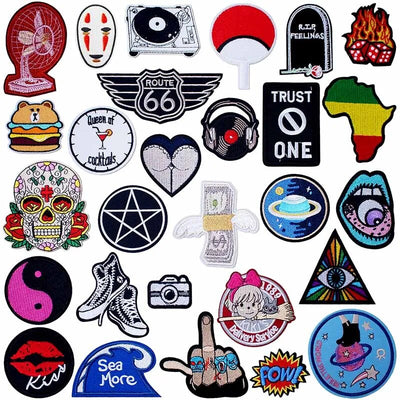 Star Fan Wing Sea Wave Fly Embroidered Iron on Patches for Clothing DIY Stripes Patchwork Sticker Custom Applique