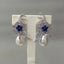 Teardrop White Sea Shell Pearl Blue Cz Pave Flower Stud Earrings