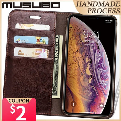 Musubo Luxury Leather Cases for iPhone 11 13 XS Max Wallet Stand Flip Cover Funda For iphone XR 8 Plus 7 Card Holder Coque Capa