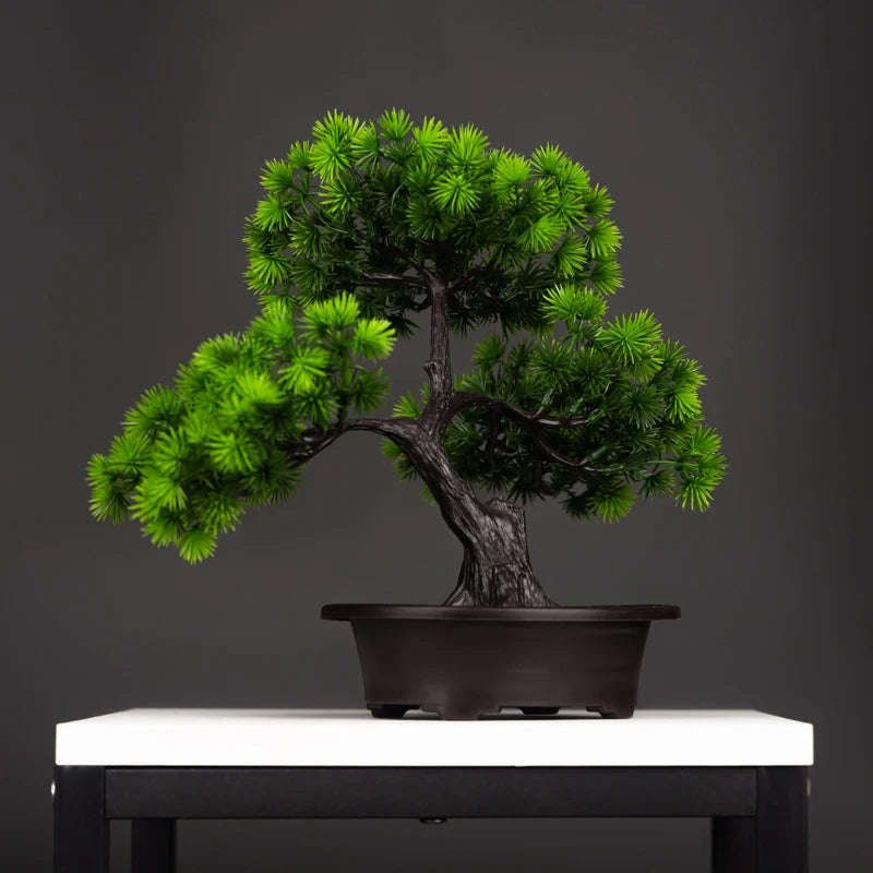 27cm Artificial Pine Plants Bonsai Fake Tree Ornaments Plastic Plants Landscape Simulation Tree for Home Room Desktop Decoration