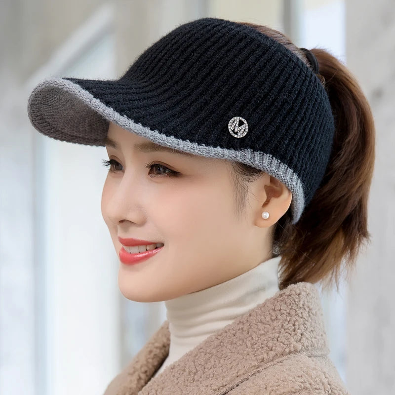 CNTANG 2024 Hats For Women Autumn Winter Sports Empty Top Caps Female Knitted Warm Baseball Cap Fashion Running Golf Sun Hat