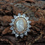 Y·YING 17.5" White Shell Virgin Mary Clear CZ Micro Pave Oval Shape Pendant Necklace