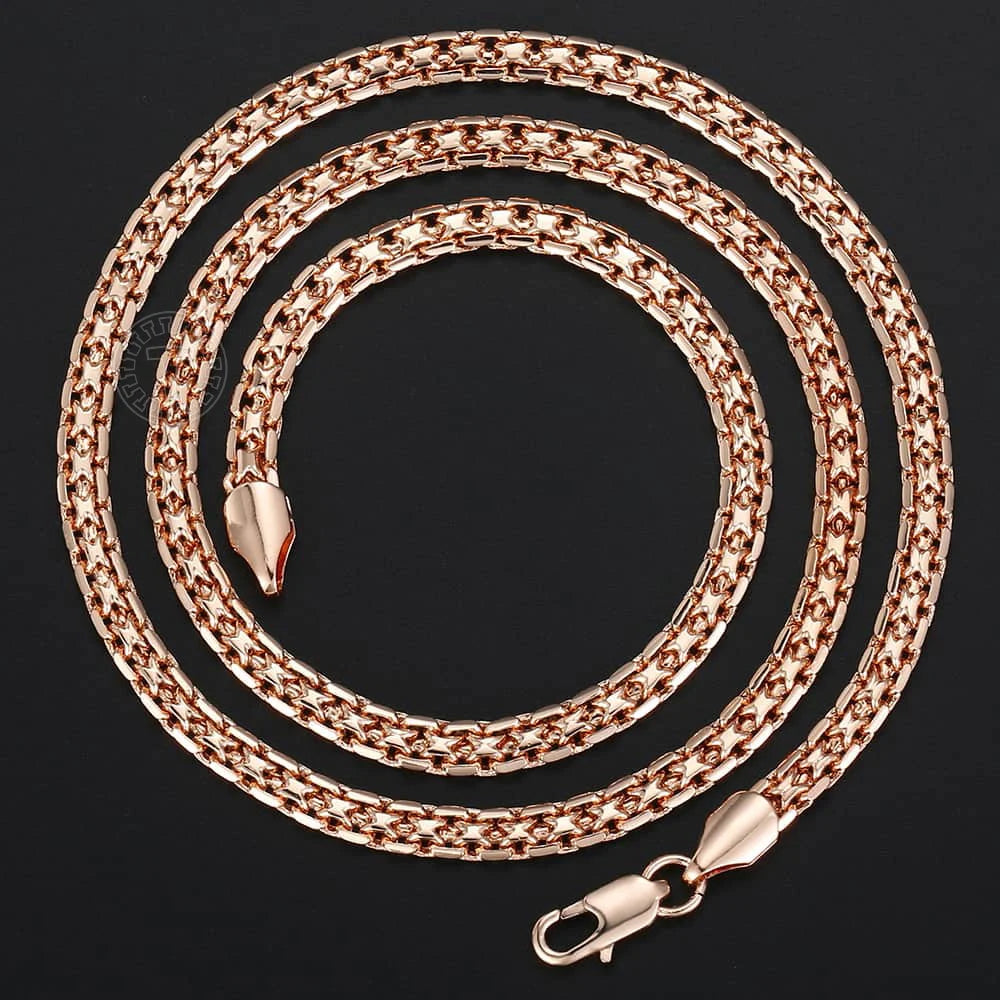 5mm Necklaces for Women Girls 585 Rose Gold Color Bismark Link Chain Women's Necklace Fashion Jewelry Gifts 45cm 50cm GN452