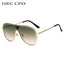 Brand Designer Luxury vintage flat top Sunglasses Women Big Frame Eyewear Gradient Lens Round Glasses Man Travel driving shades