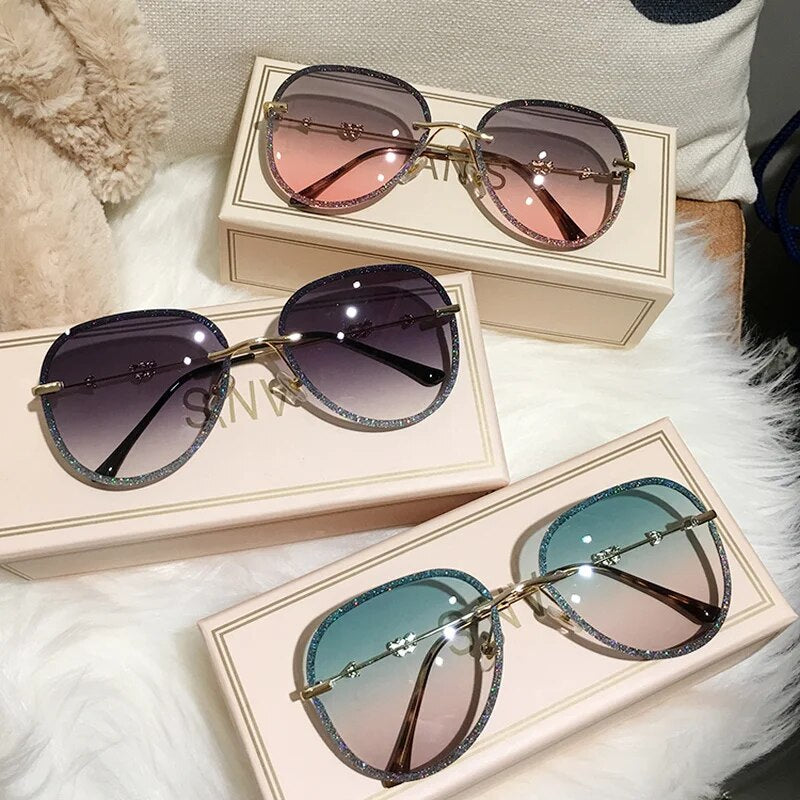 MS 2022 New Diamond Sunglasses Female Imitation Rhinestones Gradient Color UV400 Women Sunglasses