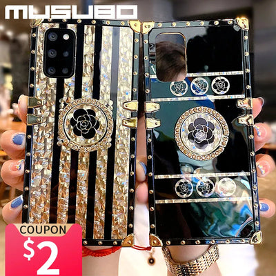 Musubo Coque For Samsung Galaxy Note 20 S23 S22 Ultra S20 FE Luxury Case Note 10 Plus Shining Bling A71 5G A51 A52S A53 A32 Ring