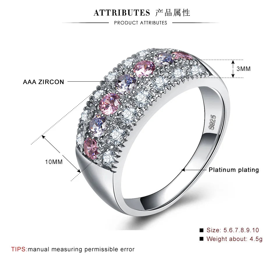 Fire Color Zircon Ring Bohemia Princess Micro-inlaid AAA Zircon Ring Wedding Rings For Women Engagement Fashion Jewelry