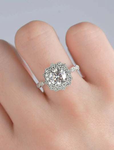 Vintage Engagement Ring Rose Gold Art Deco Ring Zircon Wedding Rings Anniversary Gift