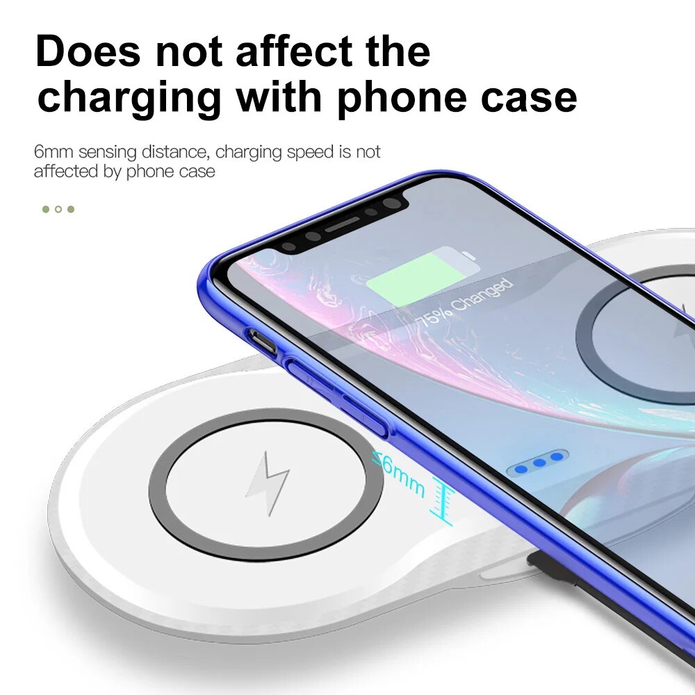 30W Double Wireless Charger Pad for iPhone 14 13 12 11 XS XR X 8 AirPods Pro Samsung S21 S20 15W Dual Fast Charging Dock Station