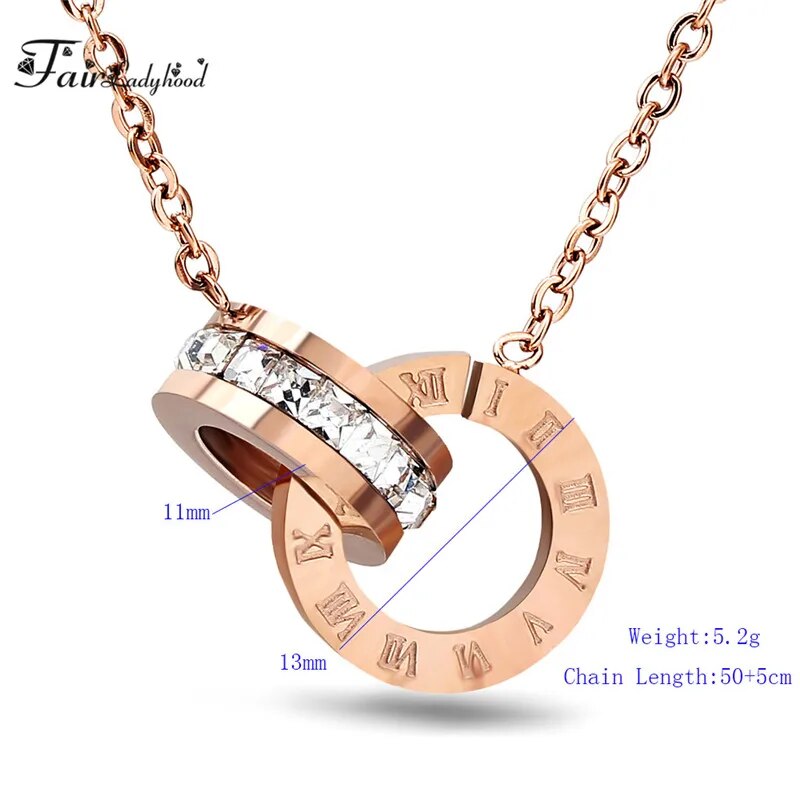Fairladyhood Lucky Roman Digital Pendant Necklace Set Stainless  Steel Clavicle Pendant Fashion Wild Stainless Steel Jewelry Set