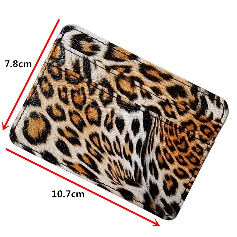 WA024 New Fashion Leopard PU Leather Small Bank Business Id Card Holder Wallet Case For Men Women With Id Window Wholesale Hot