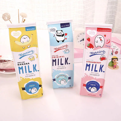 Creative School Pencil Case Cute Animals Fruits Milk Box Pen Bag Kawaii Stationery Office School Supplies Korean Stationery