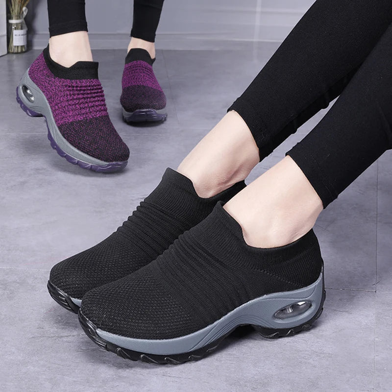 Spring Summer Women Sneakers Fashion Breathable Mesh Casual Shoes Platform Sneakers For Women Black Sock Sneakers Shoes