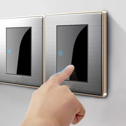 CE 86 type LED 146 Dual switch mirror acrylic house hotel stainless steel brushed panel 1 2 3 4 Gang 1 2 Way EU 1 2 Socket USB