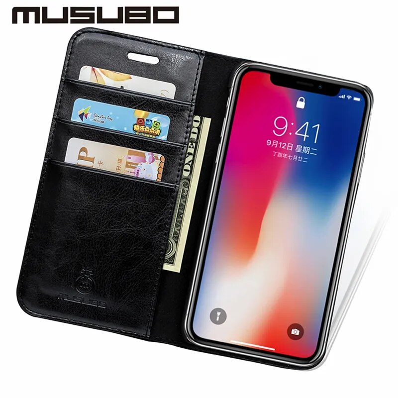 Musubo Luxury Leather Cases for iPhone 11 13 XS Max Wallet Stand Flip Cover Funda For iphone XR 8 Plus 7 Card Holder Coque Capa