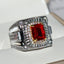 Big Red Zircon Square Ring With Yellow Gold Filled Large Wedding party engagement Ring Male Wide Finger silver Rings For Men