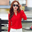 Long Sleeve Shirt Women Autumn Clothing Fashion Slim Chiffon Blouse V Neck Korean Elegant Ladies Office Shirts White Red DF2324