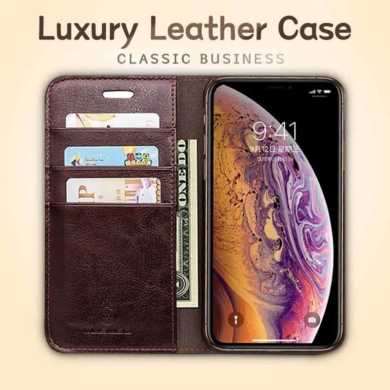 Musubo Luxury Leather Cases for iPhone 11 13 XS Max Wallet Stand Flip Cover Funda For iphone XR 8 Plus 7 Card Holder Coque Capa