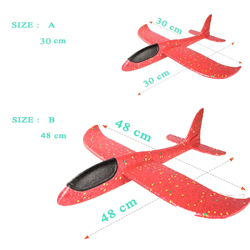 48cm Large EVA Foam Aircraft Toy Hand Throw Flight Glider Aircraft Airplane DIY Model Toy Throwing Roundabout Airplane Kid Gifts