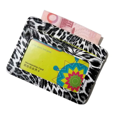 WA024 New Fashion Leopard PU Leather Small Bank Business Id Card Holder Wallet Case For Men Women With Id Window Wholesale Hot