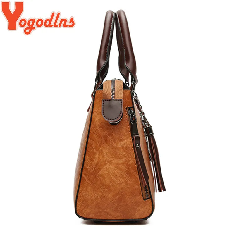 Yogodlns Vintage Cat Tassel Luxury Handbag Women Bags Double Zipper Crossbody Bags Shoulder Bag Casual Shell Tote Ladie