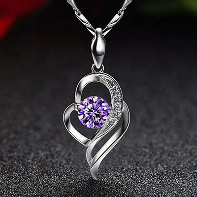 KOFSAC 925 Sterling Silver Chain Choker Necklace Luxury Crystal CZ Love Heart Pendant Necklaces For Women Party Jewelry Gifts