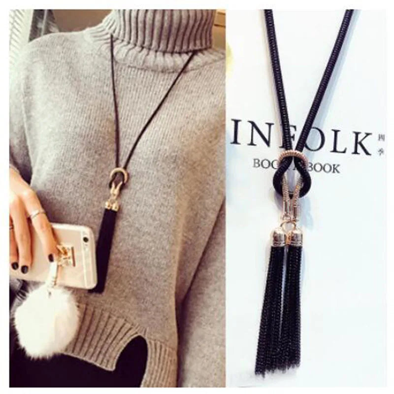 2024 New Arrival Female Pendant Necklace Tassel Long Winter Sweater Chain Necklace Women Necklaces Wholesale Sales