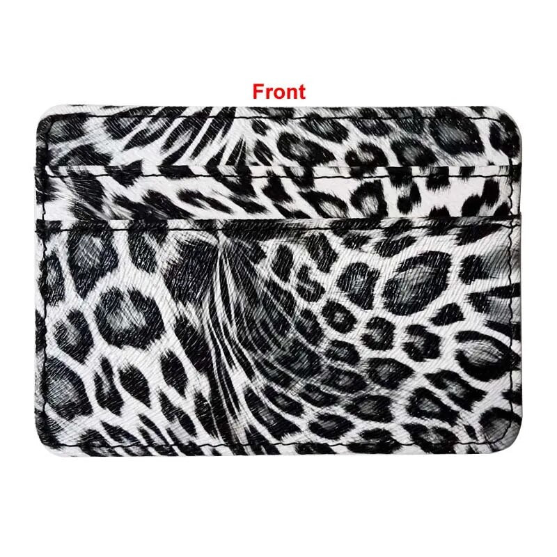 WA024 New Fashion Leopard PU Leather Small Bank Business Id Card Holder Wallet Case For Men Women With Id Window Wholesale Hot