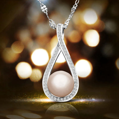 Fashion Pure 100% 925 Sterling Silver Freshwater Pearl Pendant Women Necklace Link Chain Wedding  Jewelry Gift for Bridal