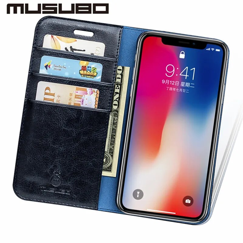 Musubo Luxury Leather Cases for iPhone 11 13 XS Max Wallet Stand Flip Cover Funda For iphone XR 8 Plus 7 Card Holder Coque Capa