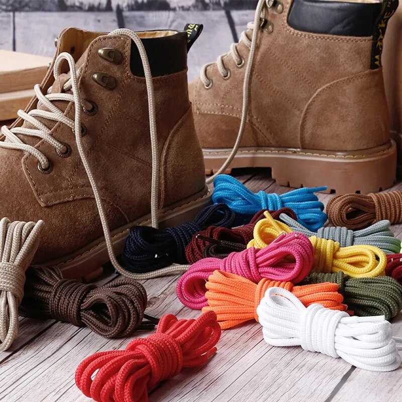 2pcs/lot Round Shoelaces Polyester Solid Classic Martin Boot Shoelace Casual Sports Boots shoes Lace 90cm/120cm/150cm