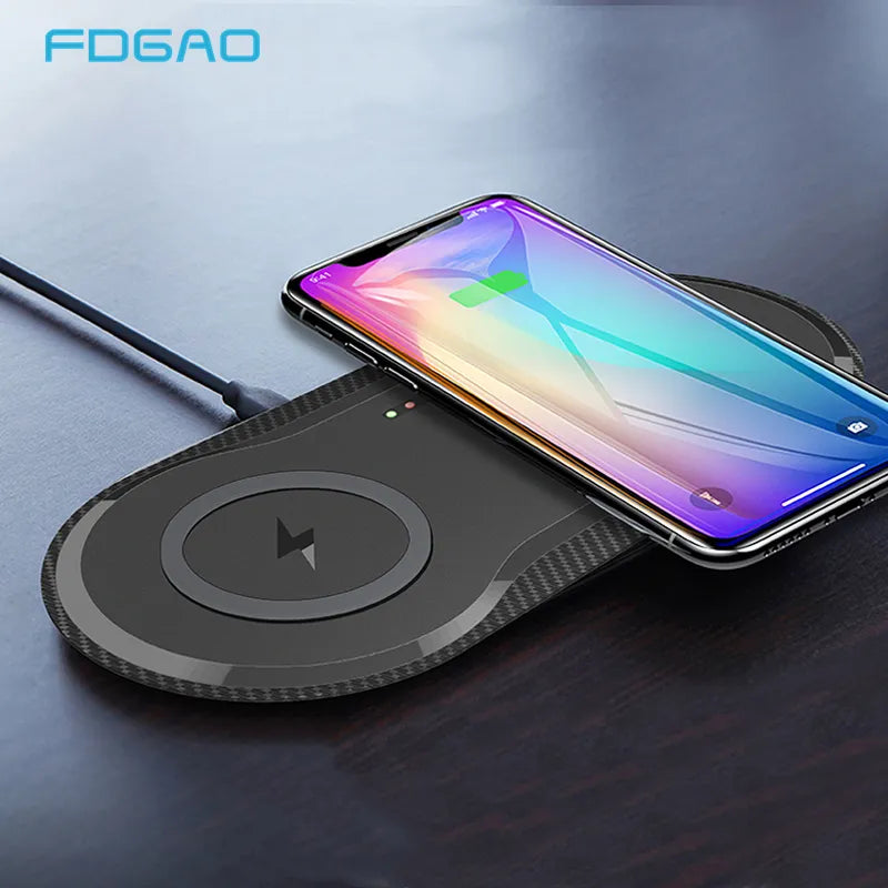 30W Double Wireless Charger Pad for iPhone 14 13 12 11 XS XR X 8 AirPods Pro Samsung S21 S20 15W Dual Fast Charging Dock Station