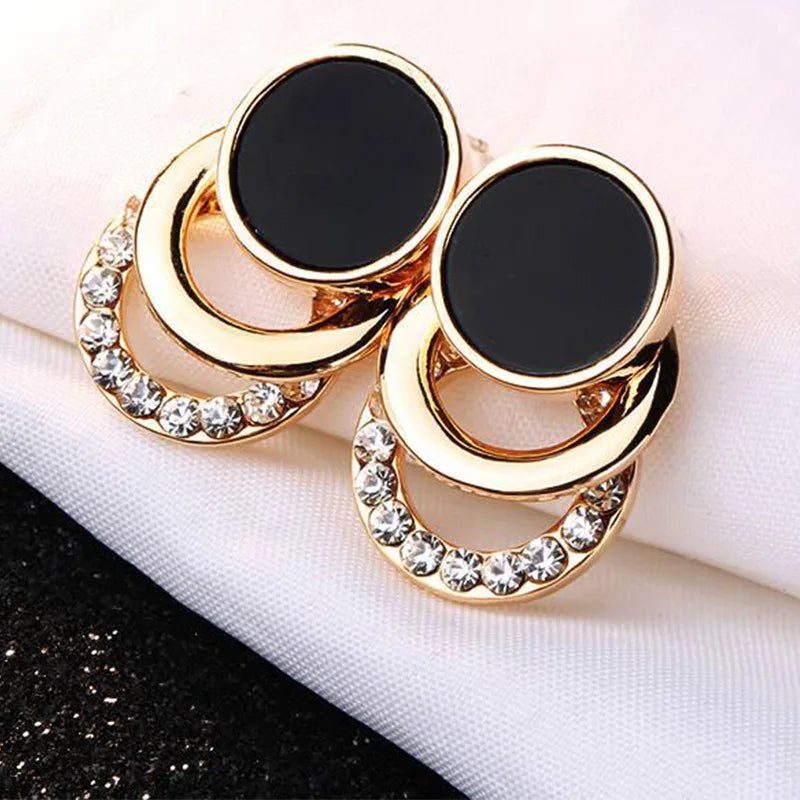 2024 New Fashion Round Earrings for Women Geometric Acrylic Crystal Stud Earrings Wedding Party Elegant Circle Charms Jewelry