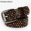 RAINIE SEAN Real Leather Belt Men Rivet Pin Buckle Belts Brown Italian Genuine Leather Cowhide Diamond High Quality Male Belt