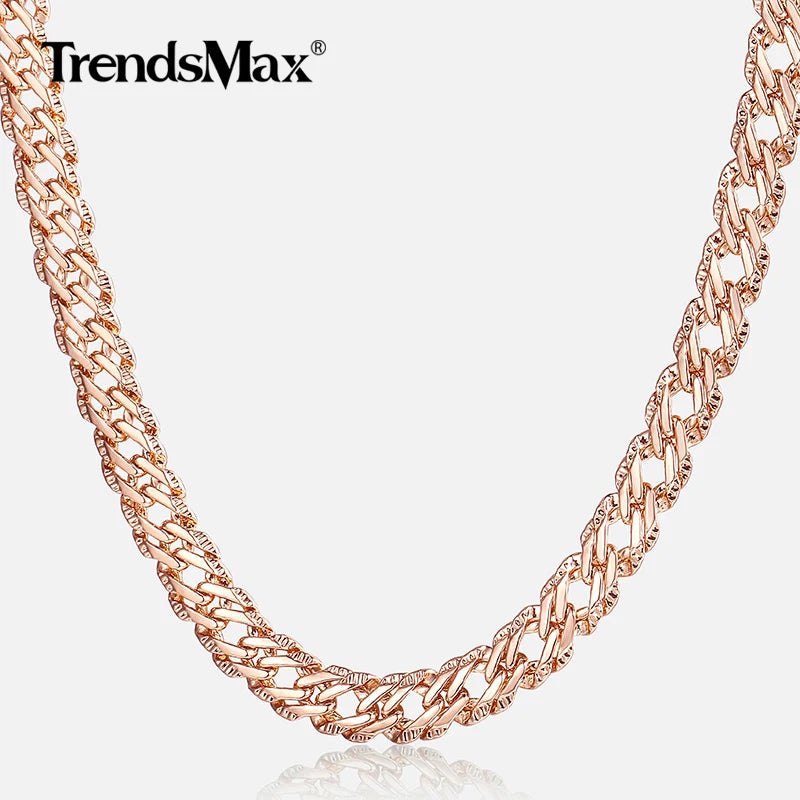 5mm Necklaces for Women Girls 585 Rose Gold Color Bismark Link Chain Women's Necklace Fashion Jewelry Gifts 45cm 50cm GN452