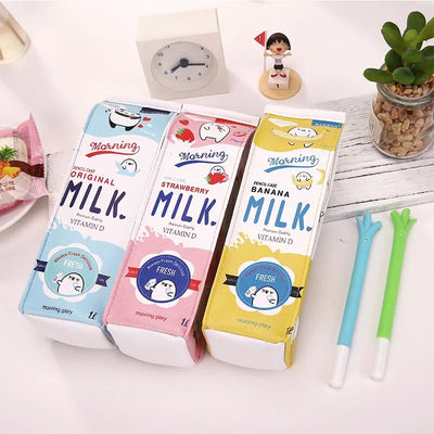 Creative School Pencil Case Cute Animals Fruits Milk Box Pen Bag Kawaii Stationery Office School Supplies Korean Stationery