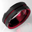 FDLK   8mm Black Carbide Stainless Steel Thin Red Line Wedding Band Ring Men's Jewelry