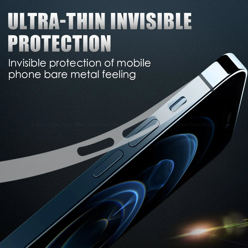 Carbon Fiber Sticker Clear Matte Phone Side Film For iPhone 15 14 Plus 13 12 Pro Max mini Frame Protective Border Hydrogel Film