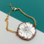 Y·YING Natural White Sea Shell Carved Flower Gold Plated Chain Bracelet Fashion 7"-9"